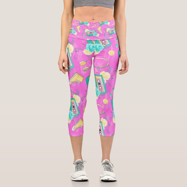 Leggings Capri Reto rose tendance années 80 (Recto)