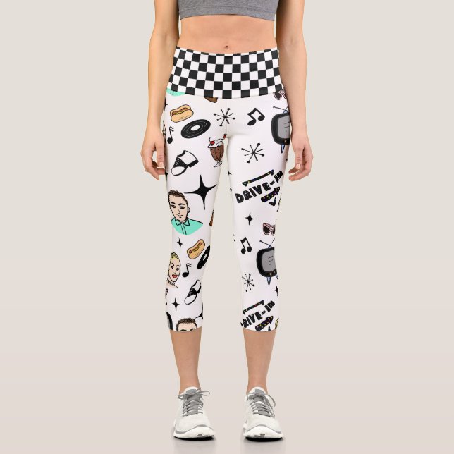 Leggings Capri Retro Pop Art Style 1950s Style Graphics (Recto)