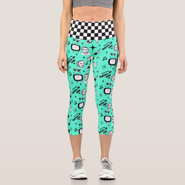Leggings Capri Retro Pop Art Style 1950s Style Graphics (Recto)