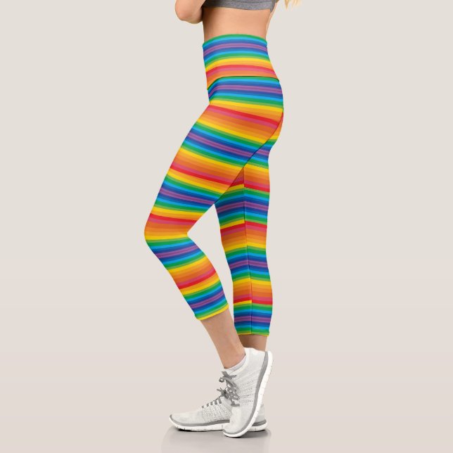 Leggings Capri Retro Rainbows Hauteur Capri Haute Taille (Gauche)