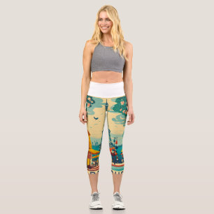 Leggings Capri Retro Wanderlust Tee Collection - Vintage voyage P
