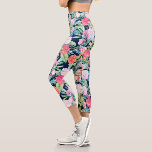 Leggings Capri Romantique rose roses floral Vintage Bleu Design