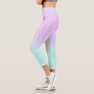 Leggings Capri Rose Aqua Blue Pastel Gradient Ombre Girly Chic