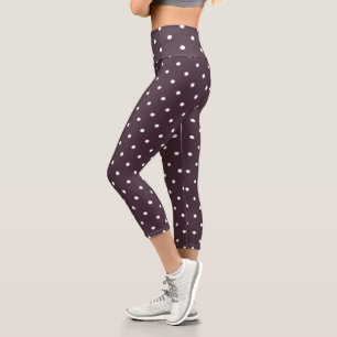 Leggings Capri Rose en ébène et points blancs