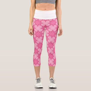 Leggings Capri Rose Et Blanc