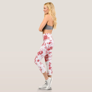 Leggings Capri Roses Rouges Floral 