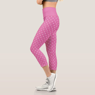 Leggings Capri Rosy Rose avec points blancs