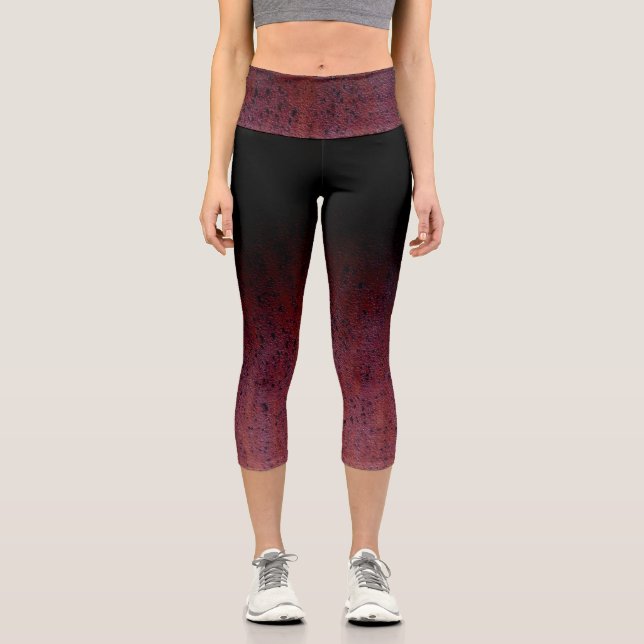 Leggings Capri Rouge Brown Noir Ombre Rouille Métal Patina (Recto)