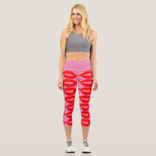 LEGGINGS CAPRI ROUGE LIPS KISS CAPRI ROSE YOGA LÉGGINES