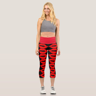 LEGGINGS CAPRI ROUGE LIPS KISS CAPRI YOGA LEGINGS