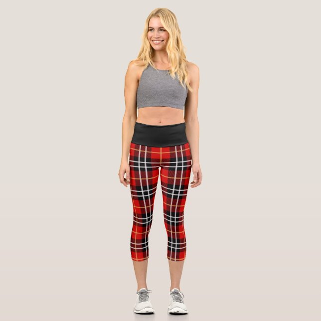 Leggings Capri Rouge noir Buffalo plaqué design haut taille Capri (Recto)