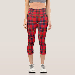 Leggings Capri Royal Stewart tartan rouge noir plaid