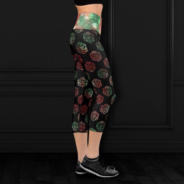 Leggings Capri RPG Dice | Red and Green Tabletop PnP Role Player (Créateur téléchargé)