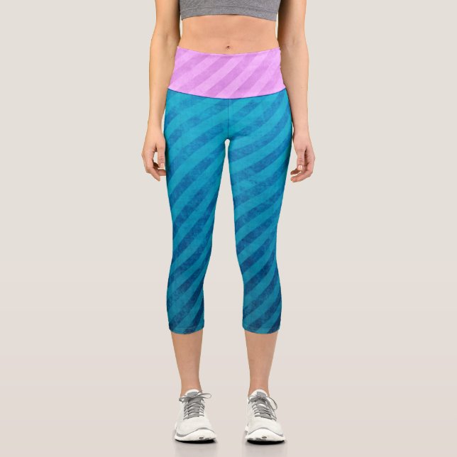 Leggings Capri Ruban rose et bleu électrique industriel (Recto)