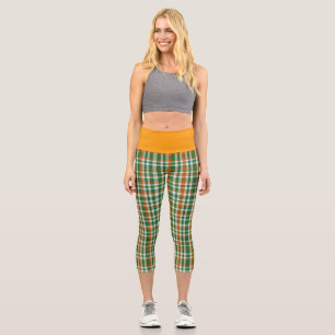 Leggings Capri  Saint Patrick jour Irlande Drapeau gingham coloré