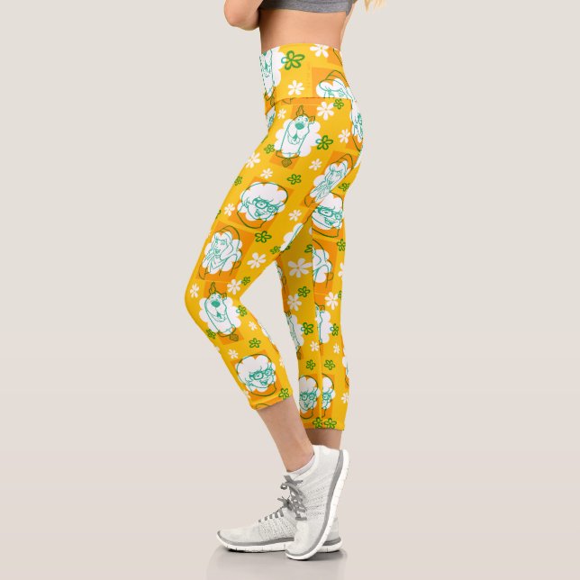 Leggings Capri Scooby-Doo | Modèle floral de caractère (Gauche)