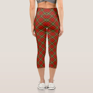 Leggings Capri Scott tartan rouge vert plaid