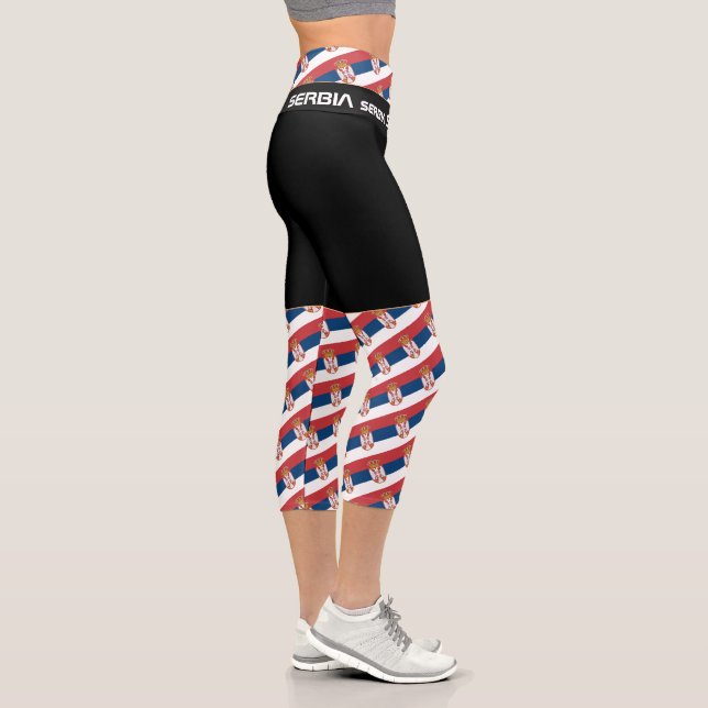 Leggings Capri Serbienne et serbe Drapeau, Fitness (Droite)