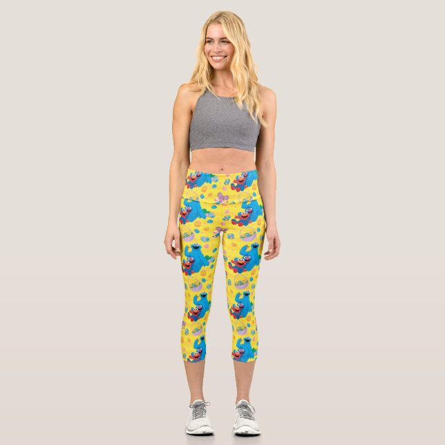Leggings Capri Sesame Street Pâques Motif de panier (Recto)