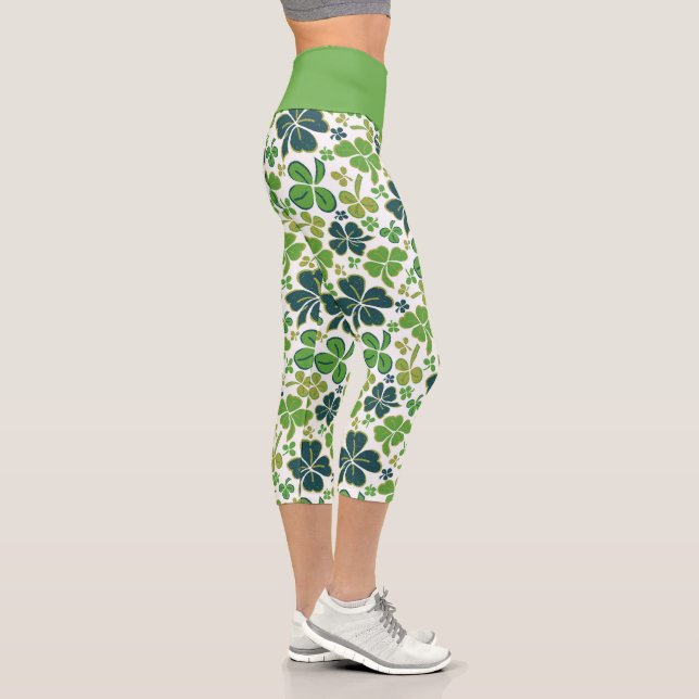 Leggings Capri Shamrock de trèfle vert Motif Saint Patrick`s Day (Droite)
