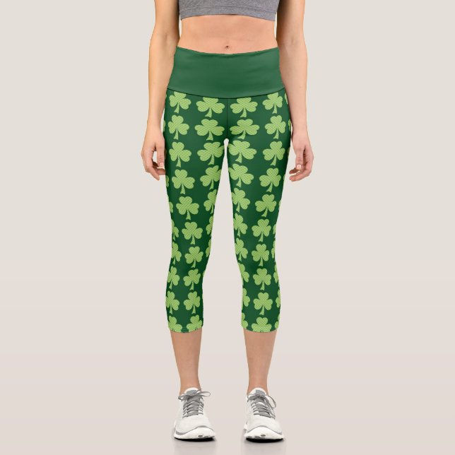 Leggings Capri Shamrock Pois  Patricks motif de la journée (Recto)