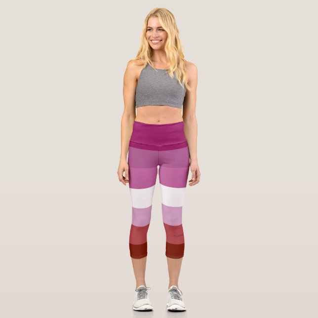 Leggings Capri SlipperyJoe's lesbian pride flag feminine communit (Recto)