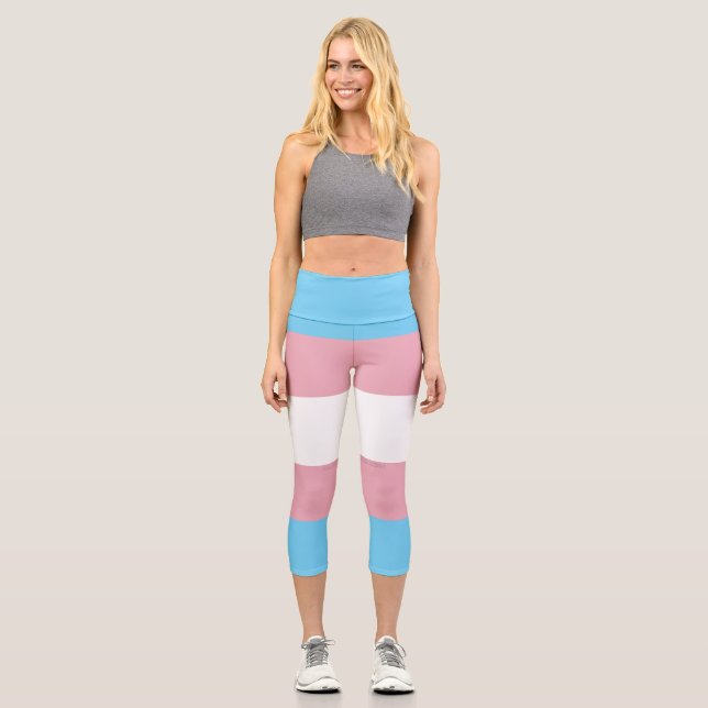 Leggings Capri SlipperyJoe's transgenre pride drapeau de la diver (Recto)