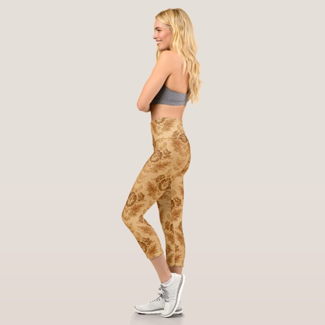 Leggings Capri Soft Gold Damask Floral (Gauche)