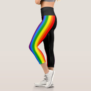 Leggings Capri Soutien LGBT à l'Gay pride Pastel Rainbow Stripes