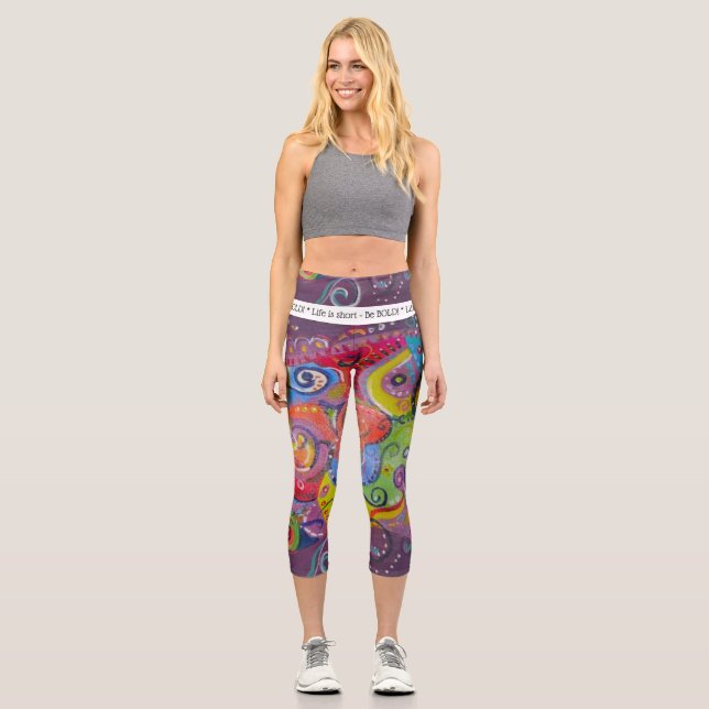 Leggings Capri Soyez gras Abstrait aubergine et peinture tourbée  (Recto)