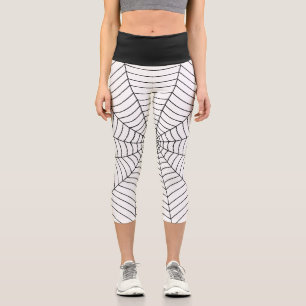 Leggings Capri Spider web noir blanc Halloween motif