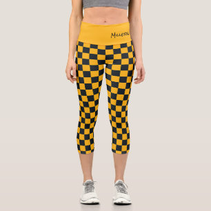 Leggings Capri Sports Check Black Gold Team Couleurs de l'école F