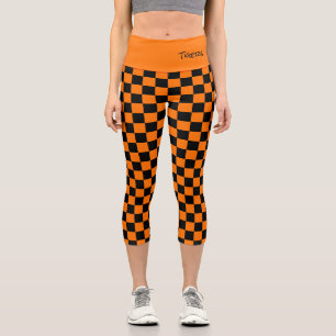 Leggings Capri Sports École Couleurs Nom de l'équipe Black Orange