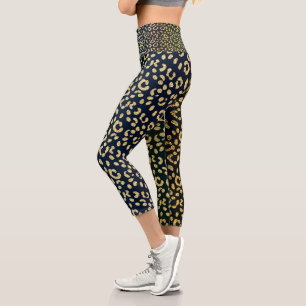 Leggings Capri Spots en peau de léopard d'or