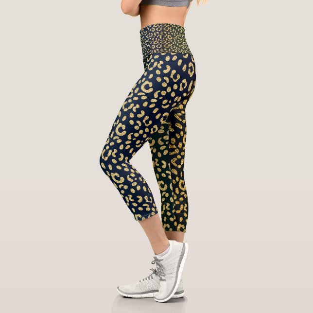 Leggings Capri Spots en peau de léopard d'or (Gauche)