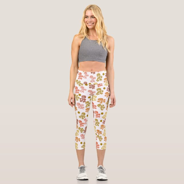 Leggings Capri Squiger Rose or orange et rouille (Recto)