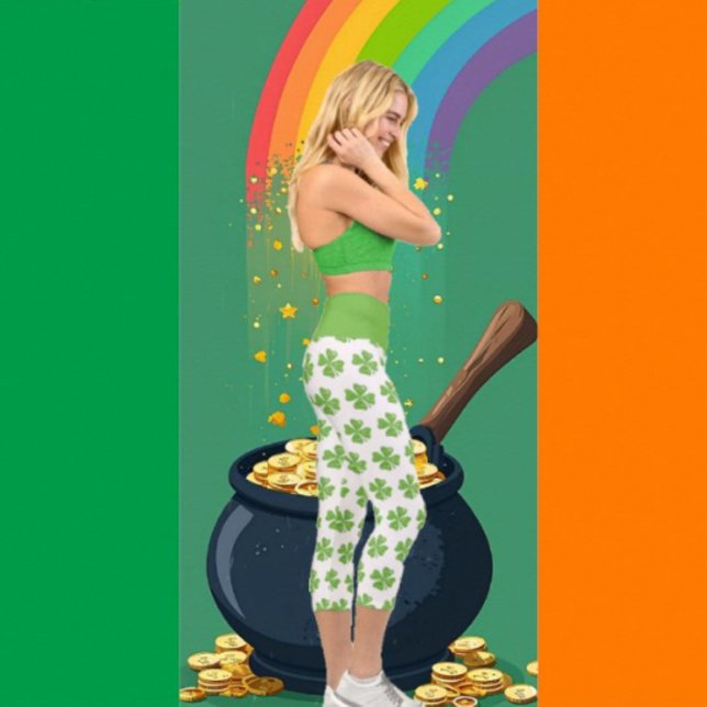 Leggings Capri St. Patrick's Day Shamrock haut-taille Capris (Créateur téléchargé)