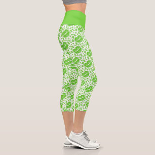 Leggings Capri St. Patrick's Day Vert Irlandais lèvres Motif aléa
