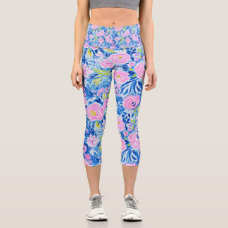 Leggings Capri Station d'été branchée et dynamique Chic Floral Mo