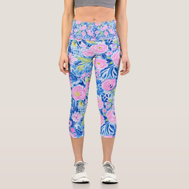 Leggings Capri Station d'été branchée et dynamique Chic Floral Mo (Recto)