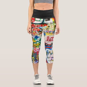 Leggings Capri Streetart Graffiti Amour Maison Cœur Coloré Funky
