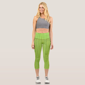Leggings Capri Structure géométrique des tons verts