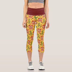 Leggings Capri STYLE MEXICAIN MOTIF haut taille Capris