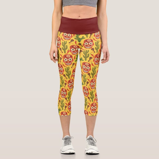 Leggings Capri STYLE MEXICAIN MOTIF haut taille Capris (Recto)