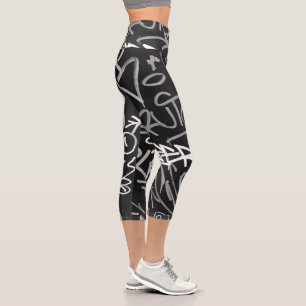 Leggings Capri Style Monochrome Graffiti urbain