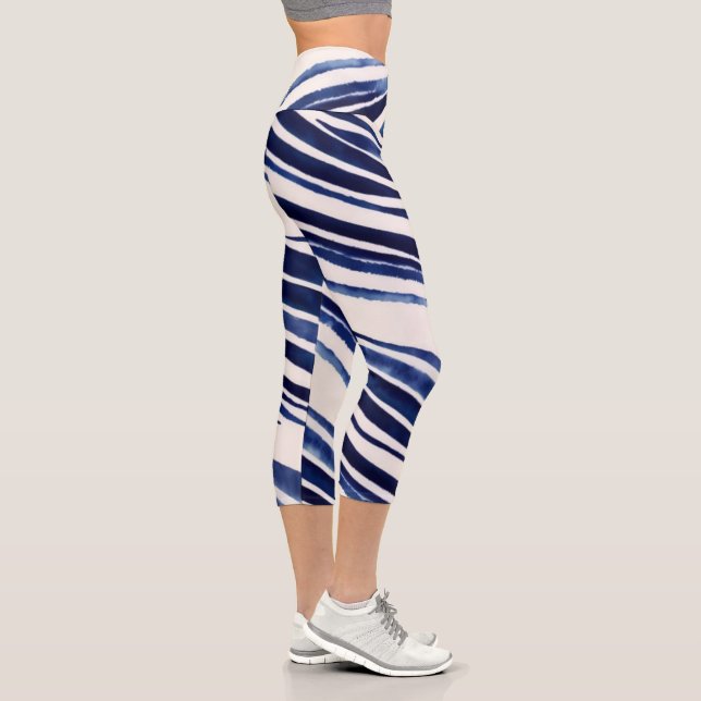 Leggings Capri Summer Navy Blue Boat Populaire Stripes Collection (Droite)