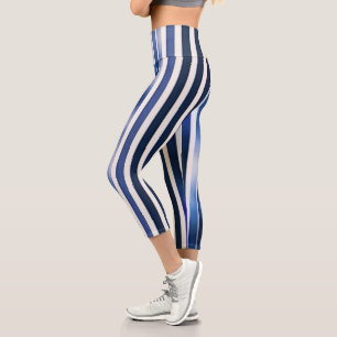 Leggings Capri Summer Popular Navy Blue Boat Stripes Collection