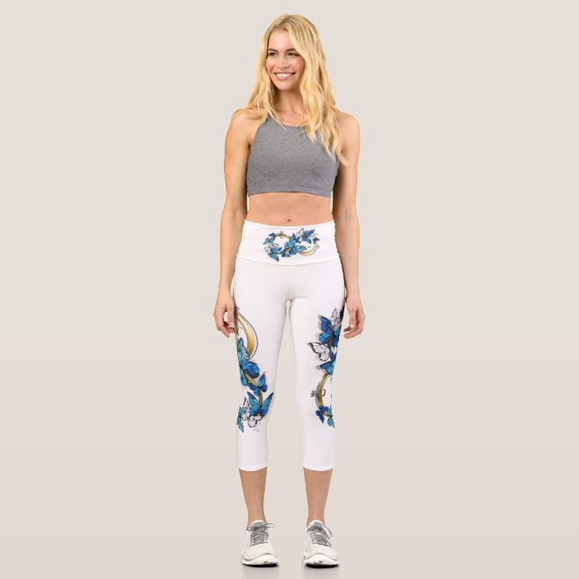 Leggings Capri Symbol Infinity of Blue Morpho Butterflies (Recto)
