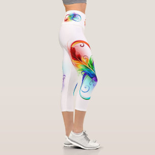 Leggings Capri Symbole d'infini avec plume arc-en-ciel