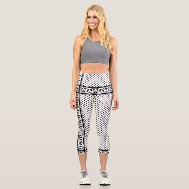 Leggings Capri Symbole Keffiyeh de la Palestine Motif de résistan (Recto)